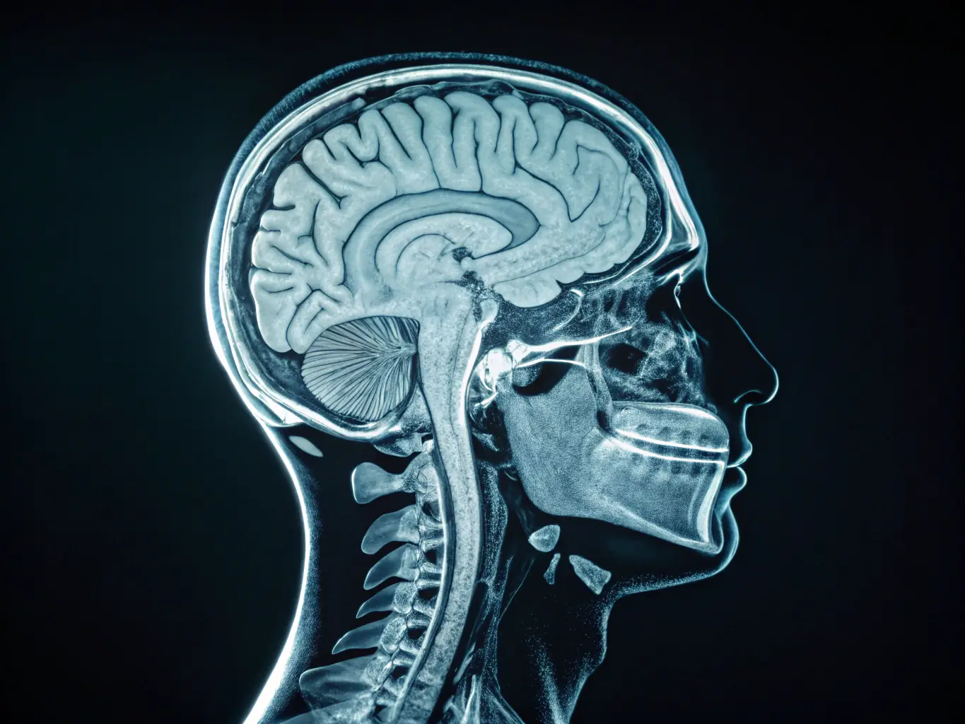 A doctor examining an MRI scan of a patient's brain, focusing on the intricate details of the neurological structure to diagnose a condition.