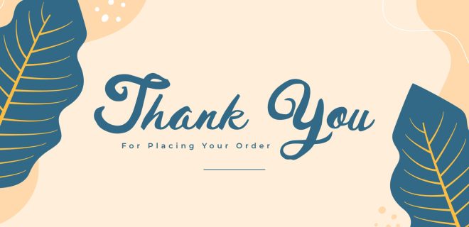 elegant thank you for order template with leaves design vector